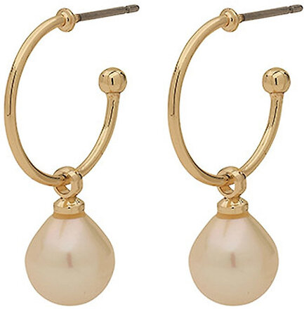 Eila Pearl Earrings Gold-Plated Accessories Jewellery Earrings Hoops Gold Pilgrim