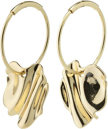 Em Wavy Hoop Earrings Gold-Plated Accessories Jewellery Earrings Hoops Gold Pilgrim