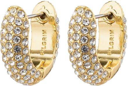 Lona Recycled Chunky Crystal Huggie Hoops Gold-Plated Accessories Jewellery Earrings Hoops Gold Pilgrim
