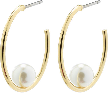 Eline Recycled Pearl Hoop Earrings Gold-Plated Accessories Jewellery Earrings Hoops Gold Pilgrim