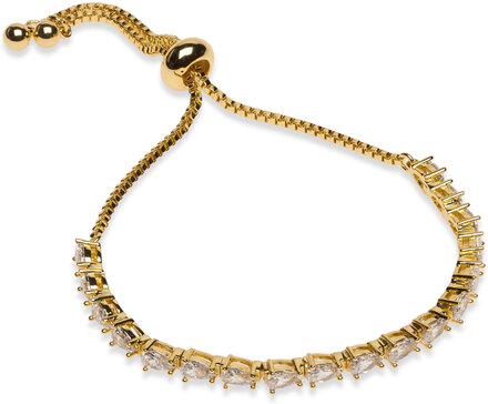 Carissa Chrystal Bangle Golden Clear Accessories Jewellery Bracelets Chain Bracelets Gull Pipol's Bazaar*Betinget Tilbud