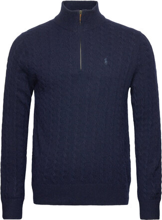 Cable-Knit Wool-Cotton Sweater Tops Knitwear Half Zip Jumpers Navy Polo Ralph Lauren