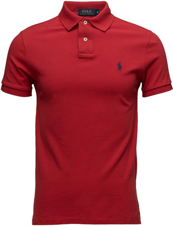 Slim Fit Mesh Polo Shirt Tops Polos Short-sleeved Red Polo Ralph Lauren