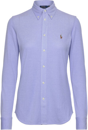Slim Fit Knit Cotton Oxford Shirt Tops Shirts Long-sleeved Blue Polo Ralph Lauren