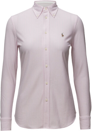 Striped Knit Oxford Shirt Tops Shirts Long-sleeved Pink Polo Ralph Lauren