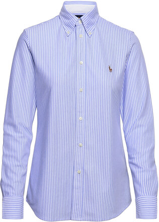 Striped Knit Oxford Shirt Tops Shirts Long-sleeved Blue Polo Ralph Lauren
