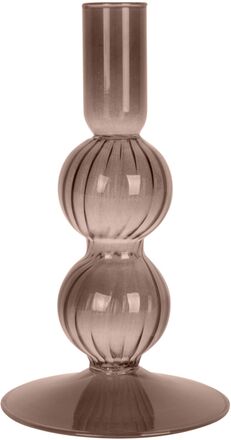 Candle Holder Swirl Bubbles Home Decoration Candlesticks & Lanterns Candlesticks Brown Present Time