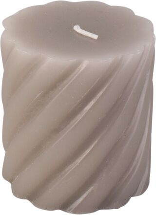 Pillar Candle Swirl Small 37H Home Decoration Candles Block Candles Grå Present Time*Betinget Tilbud