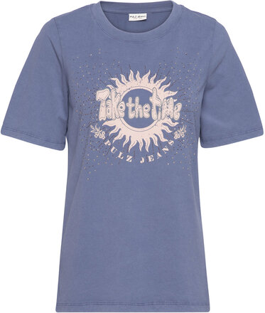 Pzvada Sun Tshirt Tops T-shirts & Tops Short-sleeved Blue Pulz Jeans