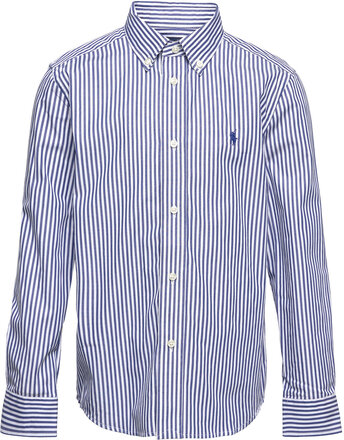 Striped Cotton Poplin Shirt Tops Shirts Long-sleeved Shirts Navy Ralph Lauren Kids
