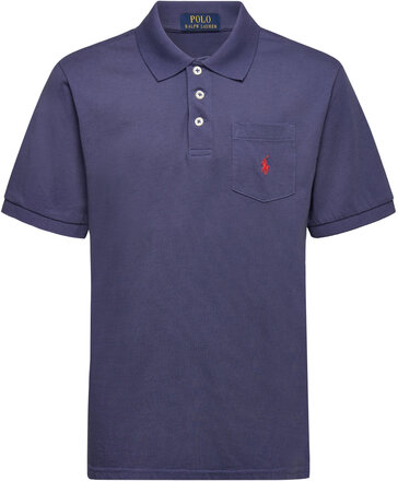 Cotton Jersey Pocket Polo Shirt Tops T-shirts Polo Shirts Short-sleeved Polo Shirts Navy Ralph Lauren Kids