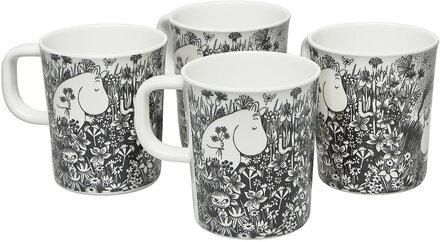 Mumin Graphic, Cups, 4 Pcs Home Meal Time Cups & Mugs Cups Black Rätt Start