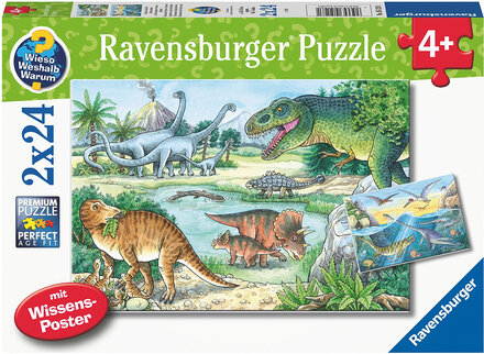 Dinosaurs Of Land And Sea 2X24P Toys Puzzles And Games Puzzles Classic Puzzles Multi/patterned Ravensburger