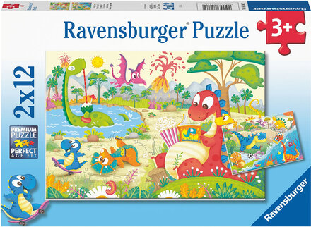 Mine Dinosaurer Venner 2X12P Toys Puzzles And Games Puzzles Classic Puzzles Multi/mønstret Ravensburger*Betinget Tilbud