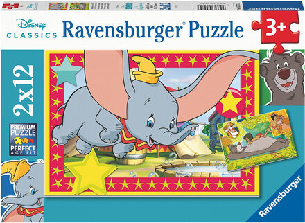 Disney Dyr 2X12P Toys Puzzles And Games Puzzles Classic Puzzles Multi/mønstret Ravensburger*Betinget Tilbud