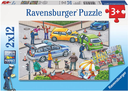 Blå Lys På Vei 2X12P Toys Puzzles And Games Puzzles Classic Puzzles Multi/mønstret Ravensburger*Betinget Tilbud