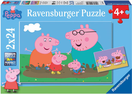 Peppa Gris 2X24P Toys Puzzles And Games Puzzles Classic Puzzles Multi/mønstret Ravensburger*Betinget Tilbud