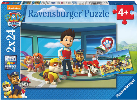 Paw Patrol M/Venner 2X24P Toys Puzzles And Games Puzzles Classic Puzzles Multi/mønstret Ravensburger*Betinget Tilbud