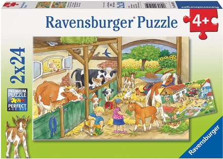 A Day At The Farm - 2X24P Toys Puzzles And Games Puzzles Classic Puzzles Multi/patterned Ravensburger