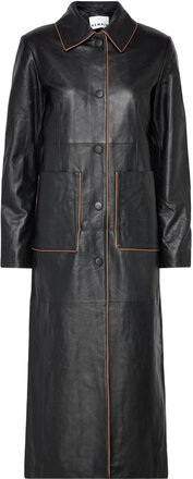 Leather Semi-Fitted Coat Läderjacka Skinnjacka Black REMAIN Birger Christensen