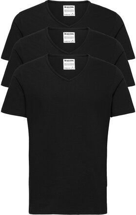 Original Men's V-Neck Tee 3-P. Tops T-shirts Short-sleeved Black Resteröds