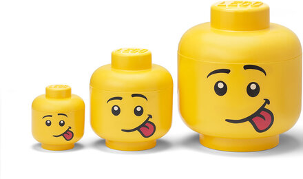 Lego Storage Head Collection - Silly Home Kids Decor Storage Storage Boxes Yellow LEGO STORAGE