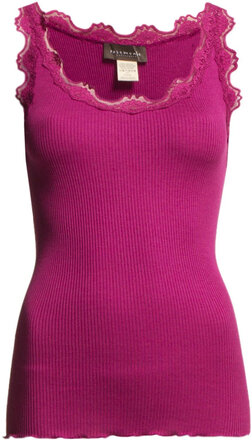Silk Top W/ Lace T-shirts & Tops Sleeveless Rosa Rosemunde*Betinget Tilbud