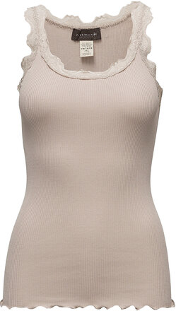 Silk Top W/ Lace T-shirts & Tops Sleeveless Beige Rosemunde*Betinget Tilbud