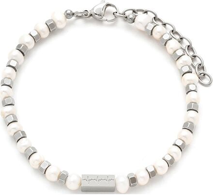 Samie - Bracelet In White And Steel Armband Smycken White Samie