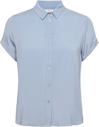 Majan Ss Shirt 9942 Kortermet Skjorte Blå Samsøe Samsøe*Betinget Tilbud