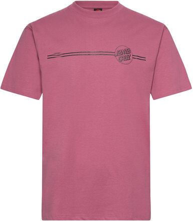 Opus Dot Stripe Tops T-shirts Short-sleeved Pink Santa Cruz