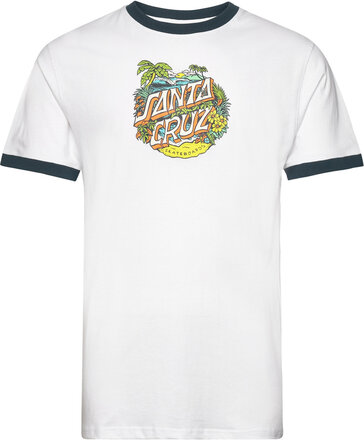 Aloha Dot Front Ringer T-Shirt Tops T-shirts Short-sleeved White Santa Cruz