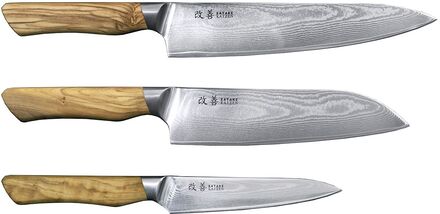 Kaizen 3-Piece Knife Set Home Kitchen Knives & Accessories Knife Sets Silver Satake