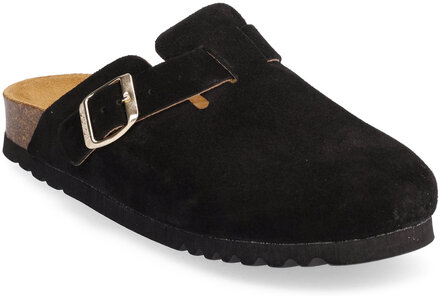 Sl Fae Suede Black Shoes Mules & Slip-ins Flat Mules Black Scholl