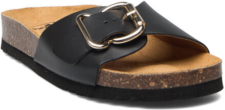 Sl Eveline Leather Black Shoes Summer Shoes Flat Sandals Svart Scholl*Betinget Tilbud