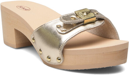 Sl Pescura Ibiza Leather Shoes Clogs Gold Scholl