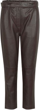 Indie Leather New Trousers Bottoms Trousers Leather Leggings-Bukser Brown Second Female