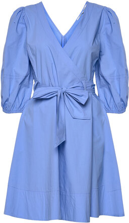 Ricamo Wrap Dress Kort Kjole Blue Second Female