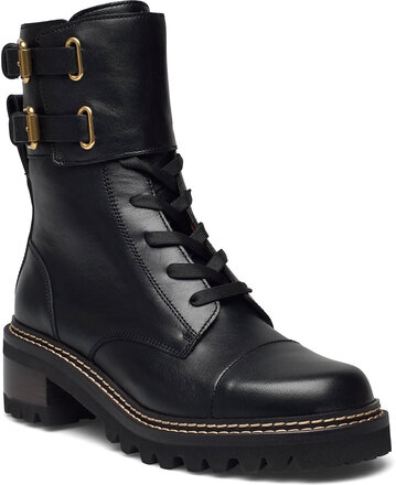 Mallory Shoes Boots Ankle Boots Laced Boots Black See By Chloé