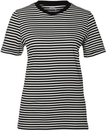 Slfmy Perfect Ss Tee Box Cut-Stri B Noos T-shirts & Tops Short-sleeved Svart Selected Femme*Betinget Tilbud