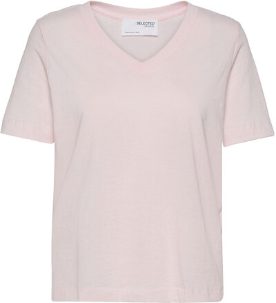Slfstandards V-Neck Tee T-shirts & Tops Short-sleeved Rosa Selected Femme*Betinget Tilbud