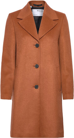 Slfnew Sasja Wool Coat B Noos Outerwear Coats Winter Coats Brown Selected Femme