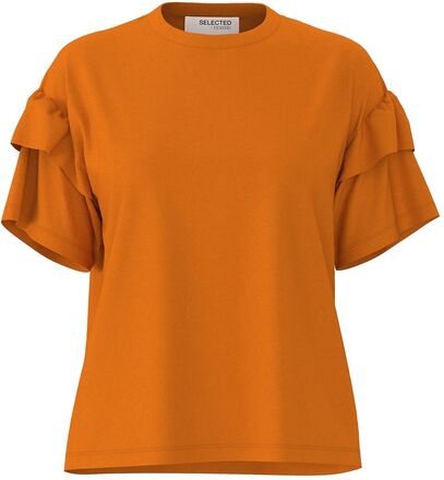 Slfrylie Ss Florence Tee M Noos Tops T-shirts & Tops Short-sleeved Orange Selected Femme