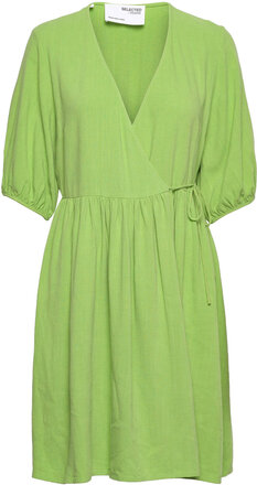 Slframi 2/4 Short Wrap Dress B Kort Klänning Green Selected Femme