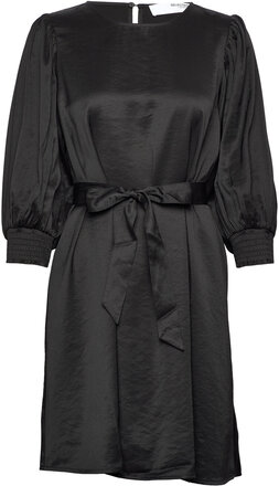 Slfreya 3/4 Short Dress B Kort Kjole Black Selected Femme