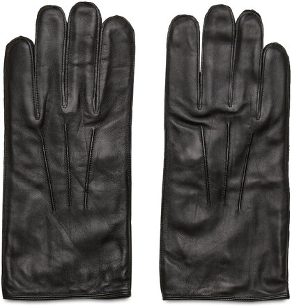 Slhzain Leather Gloves B Accessories Gloves Finger Gloves Svart Selected Homme*Betinget Tilbud