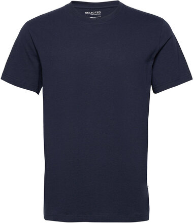 Slhnorman180 Ss O-Neck Tee S T-shirts Short-sleeved Marineblå Selected Homme*Betinget Tilbud
