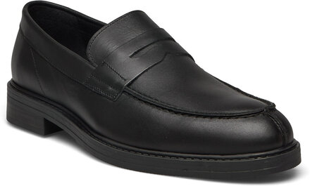 Slhblake Leather Penny Loafer B Mokasiner Lave Sko Svart Selected Homme*Betinget Tilbud