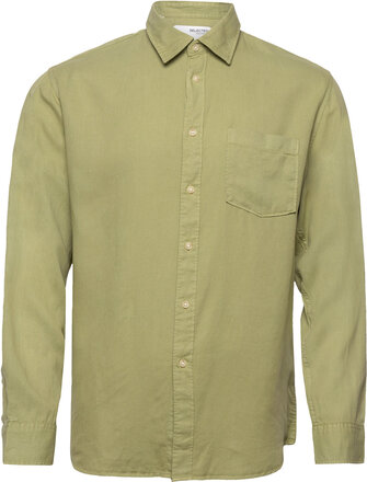 Slhregpastel-Linen Shirt Ls W Shirts Linen Shirts Grønn Selected Homme*Betinget Tilbud