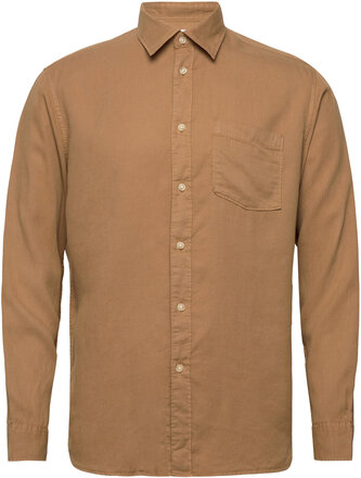 Slhregpastel-Linen Shirt Ls W Shirts Linen Shirts Brun Selected Homme*Betinget Tilbud